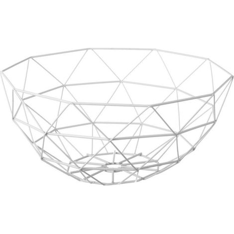 Corbeille à fruits en métal blanc géométrique - 35x35x15.5cm (1/3)