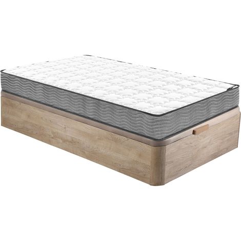 Set 90 x 190 cm rete contenitore Naturale chiaro + materasso molle insacchettate sp. 19 cm - KIJAL di YSMÉE