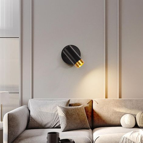 Applique murale/lampe de lecture de style industriel rétro, applique murale LED E27 5W réglable avec interrupteur, spot mural intérieur (noir). (1/5)