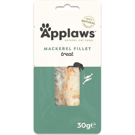 APPLAWS 100% FRIANDISE NATURELLE POUR CHAT - LONGE DE MAQUEREAU POUR CHATON, CHATS ADULTES ET ÂGÉS - LOT DE 12 SACHETS DE 30 G