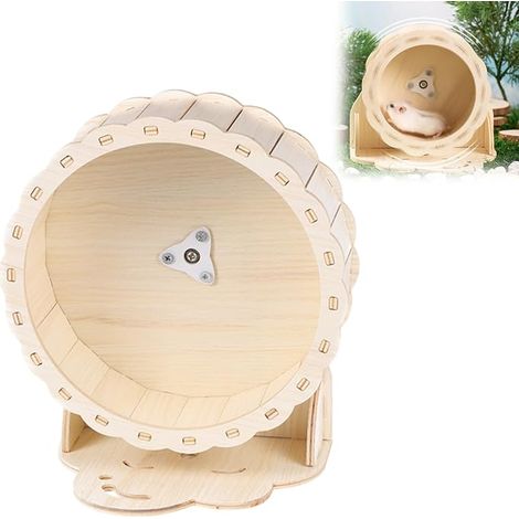 Silent Wooden Exercise Wheel for Hamster, Gerbil, Guinea Pig, Hedgehog, Chinchilla and Other Small Pets Diameter 26cm (1/5)
