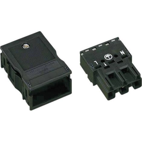 Serieller Stromanschluss (Netzwerkanschluss) WINSTA MIDI 770-113/K010-165, Stecker, gerade. Polzahl: 2 + PE. 25 A, schwarz. 1 Stück D10727 (1/3)