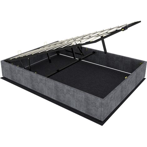Struttura letto 140 x 200 cm grigia in velluto con sollevamento a gas (1/5)