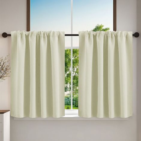 Rideau de Cuisine Court - Rideau Brise- Bise Décoration de Petite Fenêtre, pour Placard/Porte/Cuisine, Passe Tringle, L 40 x H 60cm, , 2 Panneaux (1/4)