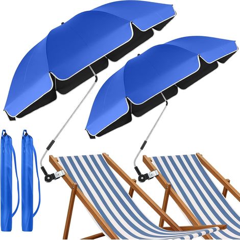 panthem Lot de 2 parasols de plage pour chaise avec support de serrage, UPF 50+ réglable à 360°, parasol de plage compact pour chaise de plage, chaise longue, chaise de camping, fauteuil roulant (1/5)