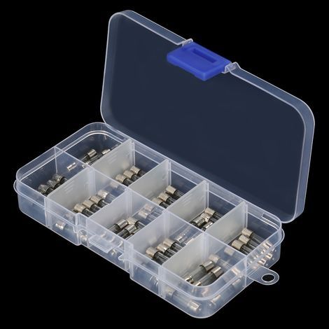50 pièces 10 valeurs fusible de Tube de verre à soufflage rapide boîte à fusibles à soufflage rapide ensemble assorti 20mm (1/5)