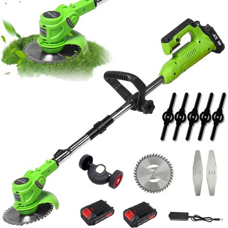 Tagliaerba Elettrico a Batteria, 18.000 giri/min, Pieghevole e Regolabile — Attrezzo per la Cura del Giardino con 2 Batterie Makita e 3 Tipi di Lame