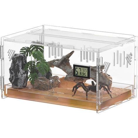 Terrarium pour Reptiles avec hygromètre de température, 30x20x15cm boîte d'élevage en Acrylique pour Reptiles et Insectes à Domicile (Terrestrial Small) (1/5)