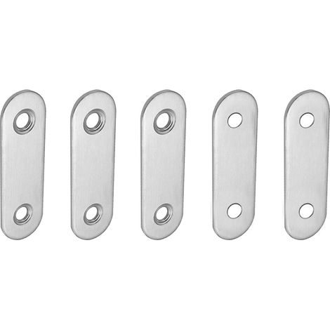 50x16x1.6mm Plat Droit Raccord Plaque -5Paquet- Bien pour Meubles Réparation - Inox Acier Raccord Plaque - Argent Ton (1/5)