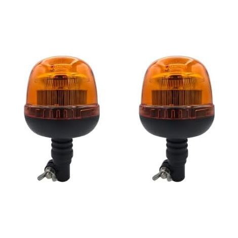 Lot De 2 Gyrophare Flexible Sur Tige, Rotatif Led, Ip65, Tracteur Agricole (1/5)