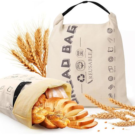 Sacchetti per il pane in cera d'api – set da 2 – sacchetti per il pane in cotone con cera d'api – 42 x 32 cm – materiali naturali – ideali per cuocere il pane in casa e per il campeggio – ecologici
