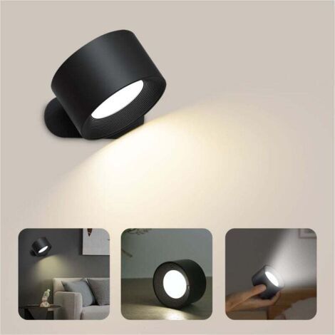 BUNTHAUS Wandleuchte für den Innenbereich, LED-Wandlampe mit Touch-Funktion, USB-Ladeanschluss, Touch-Bedienung, 3 Helligkeitsstufen, 3 Farbtemperaturen, 360° drehbare Nachttischlampe für das Schlafzi