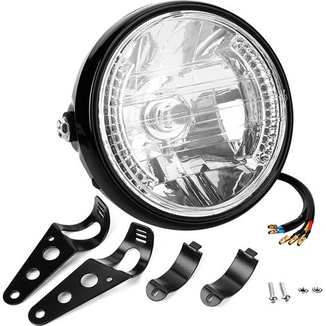 Yctze Motorradscheinwerfer, universeller 7-Zoll-Motorradscheinwerfer, blinkender Fahrscheinwerfer mit Halterung.