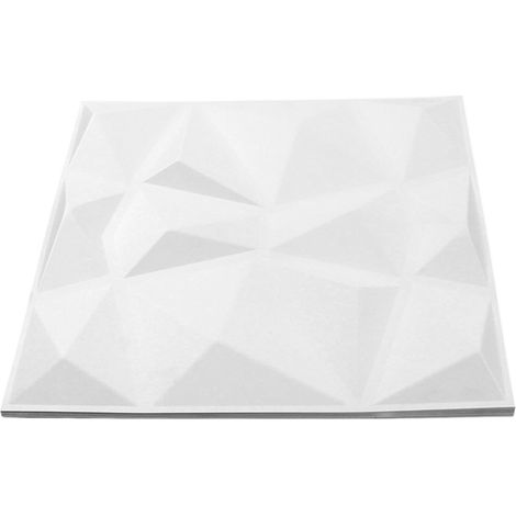 Lot de 12 panneaux muraux 3D en PVC blanc texturé de 50 cm (19,7 pouces) pour la décoration intérieure (1/5)