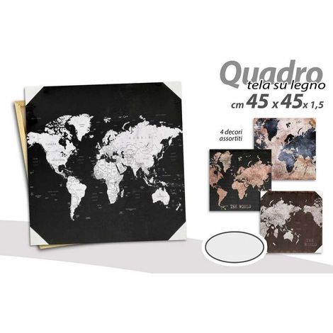 TRADE SHOP - Quadro Quadretto Decorativo 45x45x1,5cm Tela Su Legno Deluxe 4 Decori Ass 834790 - (1/3)