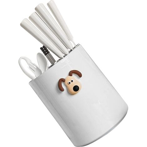 Tube de rangement multifonctionnel pour baguettes, en plastique, avec support rotatif pour fourchettes, cuillères et ciseaux. Couleur crème. (1/5)