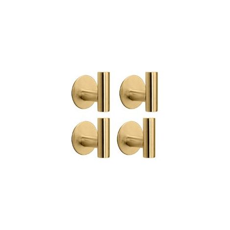 TAISHENGDA Set mit 4 Wandgarderobenhaken aus Edelstahl – Goldfarbener runder Sockel, kein Bohren erforderlich (1/5)