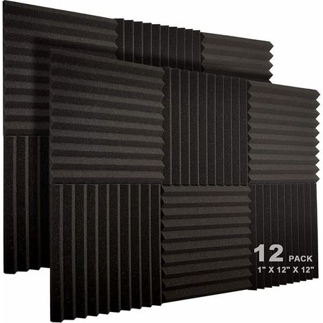 Panneaux Acoustiques - Mousse Haute Densité - 2 5 x 30 5 x 30 5 Cm - Pour Studio Enregistrement Et Bureau - Lot De 12 (1/5)