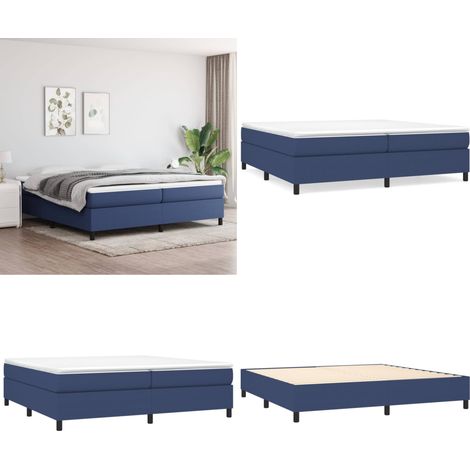 Bettgestell ohne Matratze Blau 200x200 cm Stoff - Bettes Gestell - Doppelbett - Blau - Holzrahmen - Lattenrost - Home & Living (1/5)