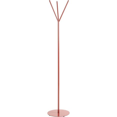 Porte-manteau avec 3 crochets en métal coloris rouge -diamètre 35 x  hauteur 173 cm (1/3)