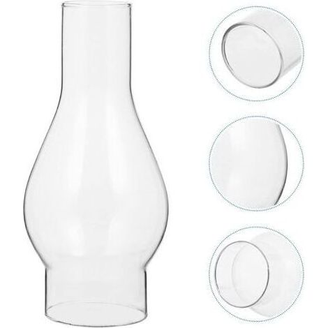 Abat-jour en Verre Transparent pour Lampe à Huile, Cheminée en Verre de Lampe à Pétrole, Abat-jour pour Lampe Kérosène, Accessoires Remplaçables (16.5cm) (1/5)