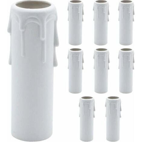 Paquet de 9 bougies gouttes gouttes en plastique couvre les tubes pour lustre lumière pendants luminaires blanc (1/4)