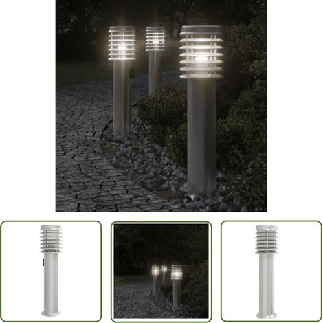 The Living Store Wegeleuchte mit Steckdose Silbern 60 cm Edelstahl - Outdoor-Beleuchtung - Gartenlampe - LED-Lampe - Edelstahl Lampe - Wetterfeste Beleuchtung (1/5)