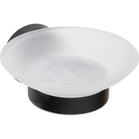 Sapho X-Round - Porte-savon avec support, verre dépoli / noir XR803B (1/2)