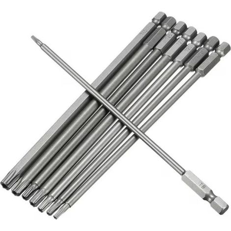 Set de 8 embouts tournevis magnétiques T8-T40,150mm acier allié pour perceuse électrique et outil manuel (1/5)