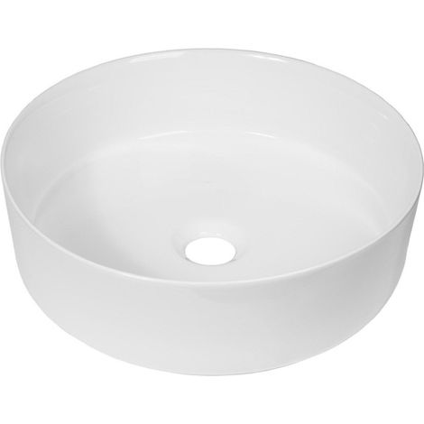 QeramiQ Dely Lavabo à poser - 36x12cm - sans trop-plein - rond - céramique - blanc brillant