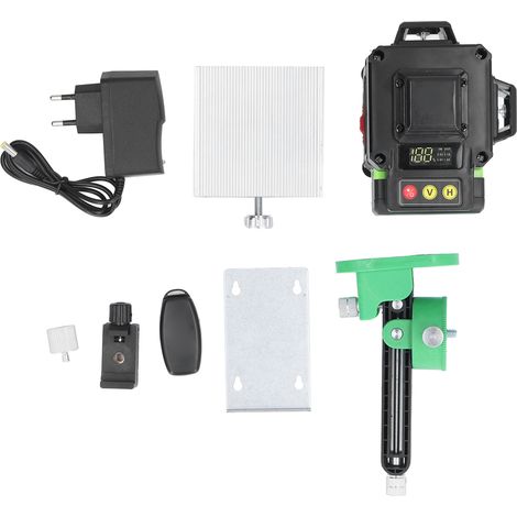 Niveau laser 4D 16 lignes vert haute précision, traçage automatique mural et sol, pose de carrelage, mise à niveau numérique, 110-240V, télécommande incluse, batterie intégrée, vert norme CE. (1/5)