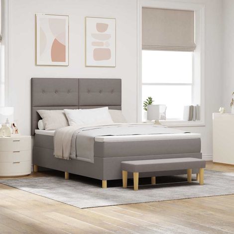 vidaXL Boxspringbett mit Kopfteil Taupe 140 x 200 cm Stoff (1/5)
