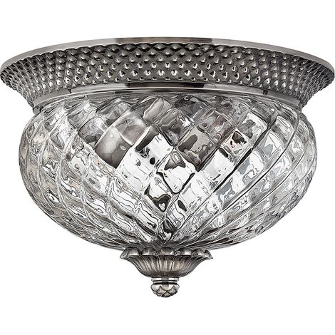 Elstead Plantation - 2 Light Small Semi Flush Deckenleuchte Poliertes antikes Nickel, E27 (1/4)