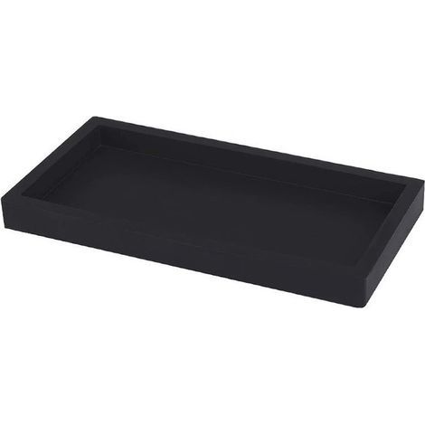 Bandeja de almacenamiento para baño – bandeja rectangular – no requiere montaje – silicona – negra (1/4)