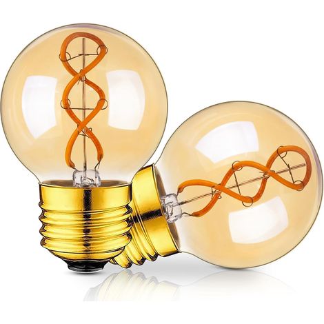 Dimmable E27 G50 LED Ampoule Vintage 3W 2200K Remplace les Lampes de 30 Watt Ampoule Filamentaire à LED en Spirale Antique, Rétro Edison LED Pears, Lot de 2 (1/5)