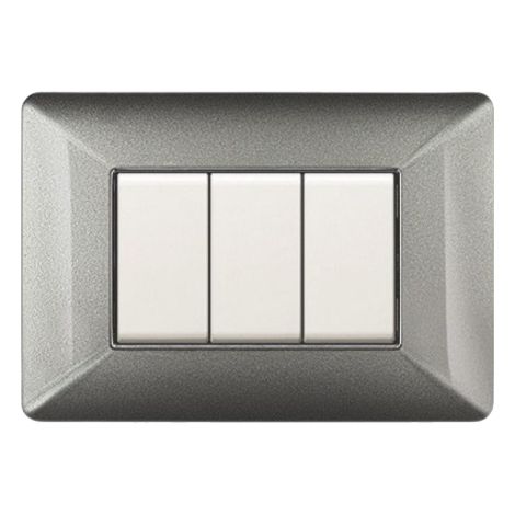 Placca Easy 3 Moduli Alluminio Notte (Elettrocanali Cod. Ecse9803An)