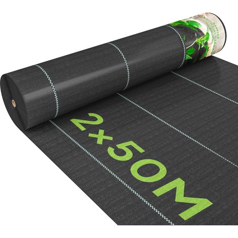 Garten-Geotextil – Unkrautvlies – 130 g/m² – 2 x 50 m – Schwarz – Rolle
