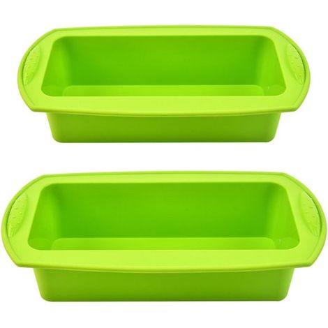 Molde de silicona para hornear pan，2 piezas，27 x 14 x 6,5 cm，Apto para pasteles y pan，Rectangular de silicona，Plancha de silicona (1/5)