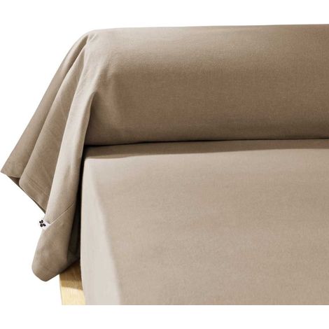 Taie de traversin 43x185cm en flanelle de coton coloris Ficelle - HEDDA