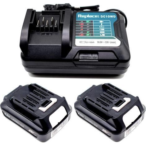 2X Batterie & Chargeur Pour Makita 10,8V 12V 2,0Ah BL1021B BL1041B BL1020B BL1040B BL1016 BL1015 Modèle de chargeur DC10WD DC10SB DC10WC (1/5)