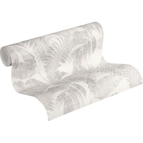 Papier peint à motif jungle gris – Intissé expansé 220g/m² – Lessivable et strippable – Bonne résistance à la lumière – Livingwalls