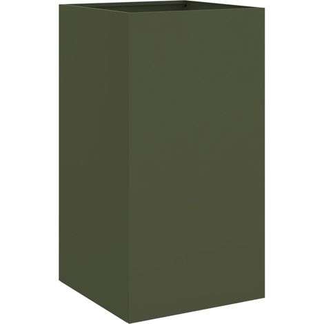 vidaXL Pflanzkübel olivgrün 42x38x75 cm aus kaltgewalztem Stahl