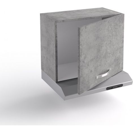 Sur la hotte de cuisine 60x31x48 cm en bois gris ciment avec une porte et épurateur - Massa (1/4)