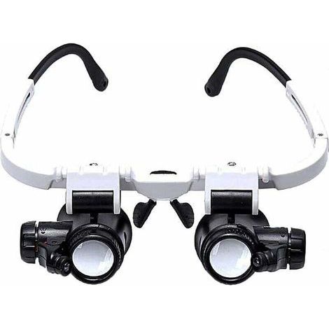 Lunette Loupe avec 2 Lumières LED Loupe Binoculaire Lampe Loupe Grossissante pour Horloger, Lecture, Bijoutier, Couture 8X-15X-23X