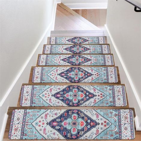 Tapis d'escalier antidérapants et amovibles 20 x 76 cm (lot de 4) - Protection optimale pour les marches d'escalier - Convient aux enfants, aux personnes âgées et aux animaux domestiques - Noir et gri (1/5)