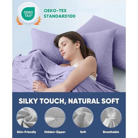 Lot de 2 Taie oreiller été Froid Refroidissement, Taies oreiller Fraches avec Fibre Violet TAIE OREILLER (1/5)