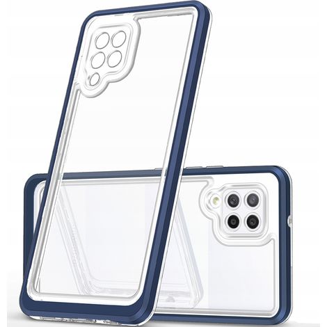 Custodia trasparente 3 in 1 per Samsung Galaxy A42 5G, cover in gel con cornice blu (1/5)
