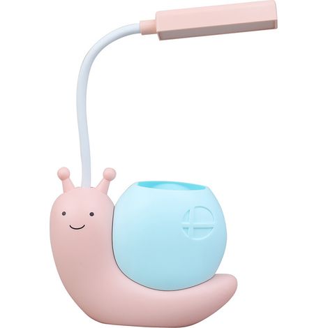 Lampe de bureau LED enfant dessin animé escargot rose rechargeable éclairage doux protection yeux étude veilleuse chambre en ABS avec câble (1/4)