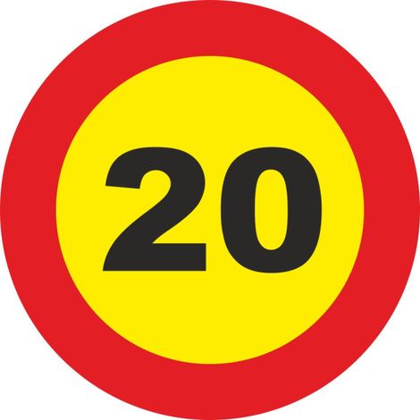 Señal Vial Metálica 20 Km/h Velocidad Máxima Diámetro 500 mm en acero termolacado