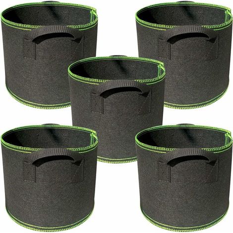 Sacchi per la coltivazione, 5 sacchetti per piante da giardino in tessuto non tessuto traspirante da 2 galloni/8 litri con manici,